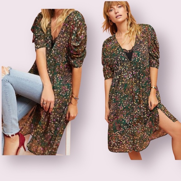 Anthropologie Akemi + Kin Valencia Semi-Sheer Floral Dress Size Small - Picture 1 of 15